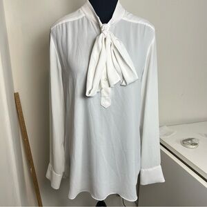 Aritzia Babaton Hestia Style Bow-Tie Georgette Blouse - Marshmallow-Size-Medium